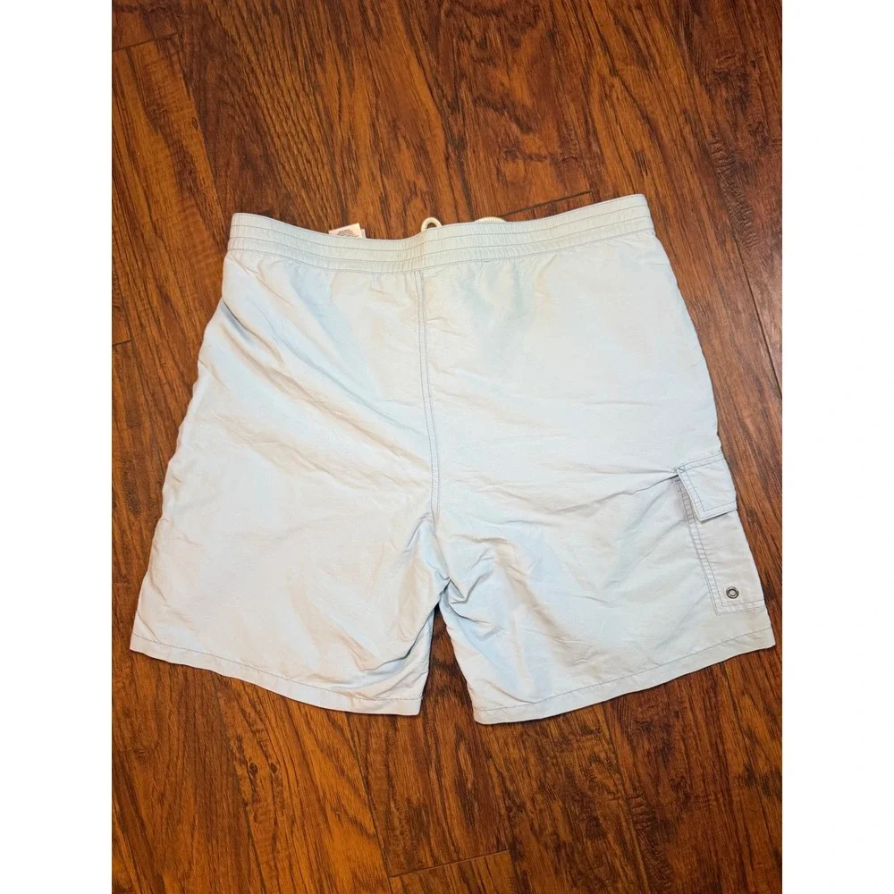 Polo Ralph Lauren Mens Swim Trunks Light Blue Orange Pony Cargo Board Shorts M